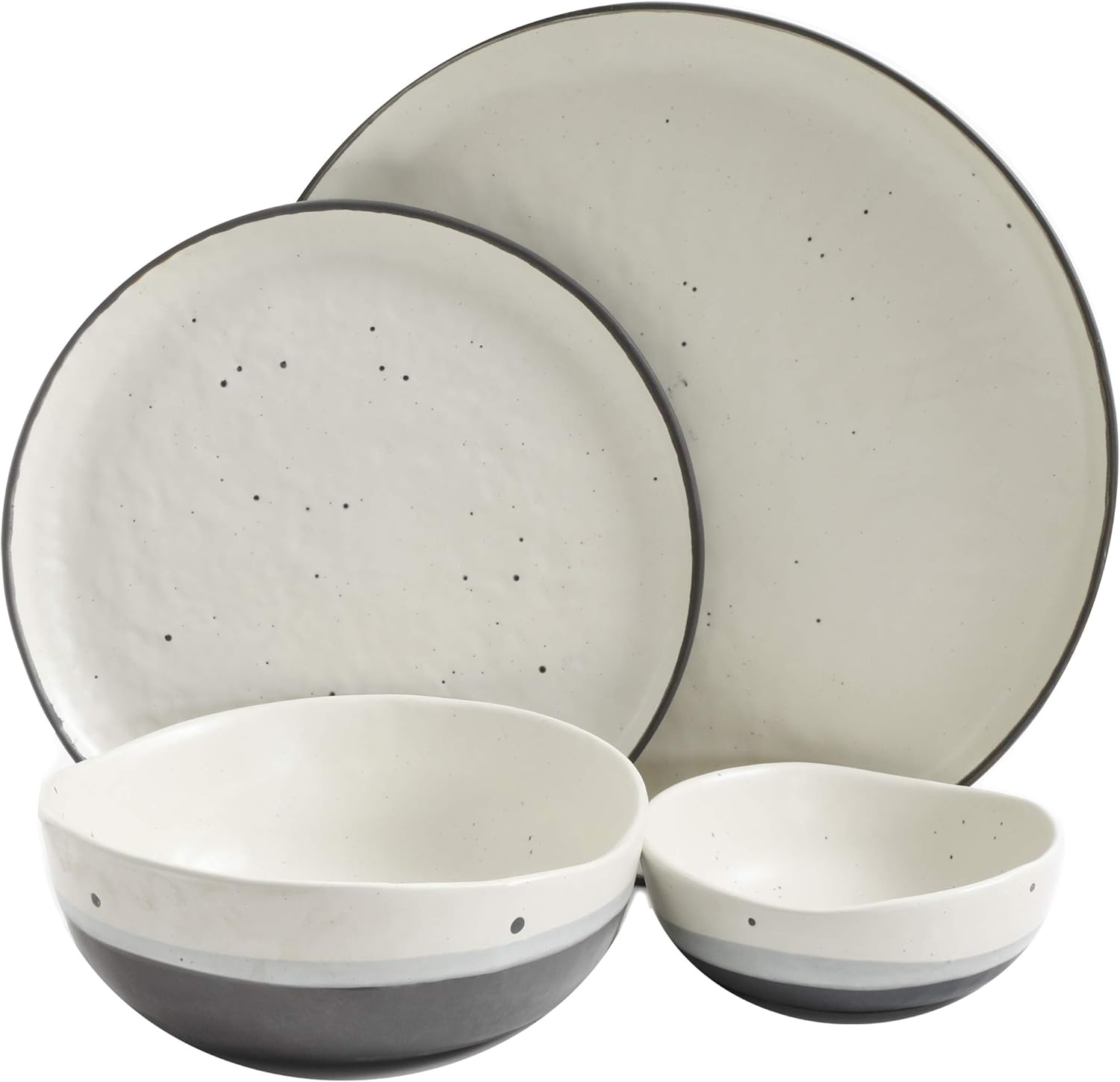  | Gibson Elite Rhinebeck 16 Piece Double Bowl Dinnerware Set, White/Black: Dinnerware Sets