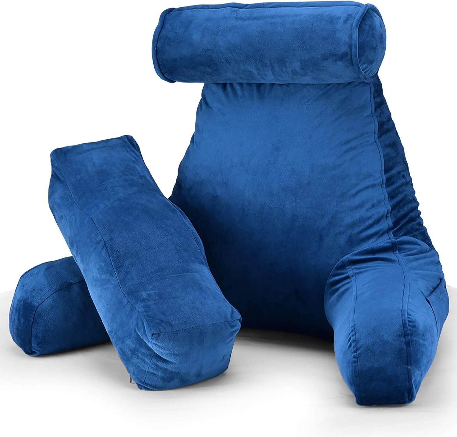 ACWARM HOME Reading Pillow, Bed Rest Pillow with Shredded Memory Foam, Support Arms, Headrest, Leg Pillow - Perfect Back Support for Reading, Relaxing for Kids & Adults (Blue): Kitchen & Dining