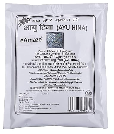 Ayu Hina Original Bhav Nagar Gujarati Henna, Black, 40 g (Pack of 10)