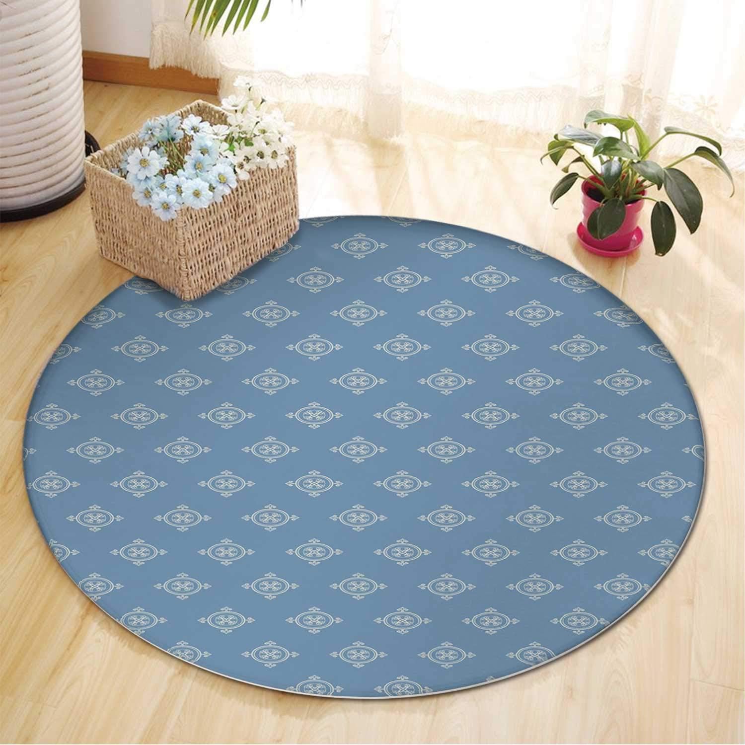 Geometric Rugs for Living Room,RenaisRugce Inspired Medieval Shapes Motifs Vintage Floral Arrangement DRugrative Rug,6 ft