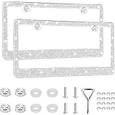 GaRhomxy Bling License Plate Frames for Women, 2 Pack Handcrafted Sparkly Rhinestone Car Accessories, Premium Stainless Steel Frame with 1000+ Faceted Glass Crystals & Free Glitter Caps (White)