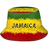 Retro Jamaica Bucket Hat for Adult Fashion Doughnut Print Hat Travel Packable Sun Cap Outdoor Hat for Women and Men