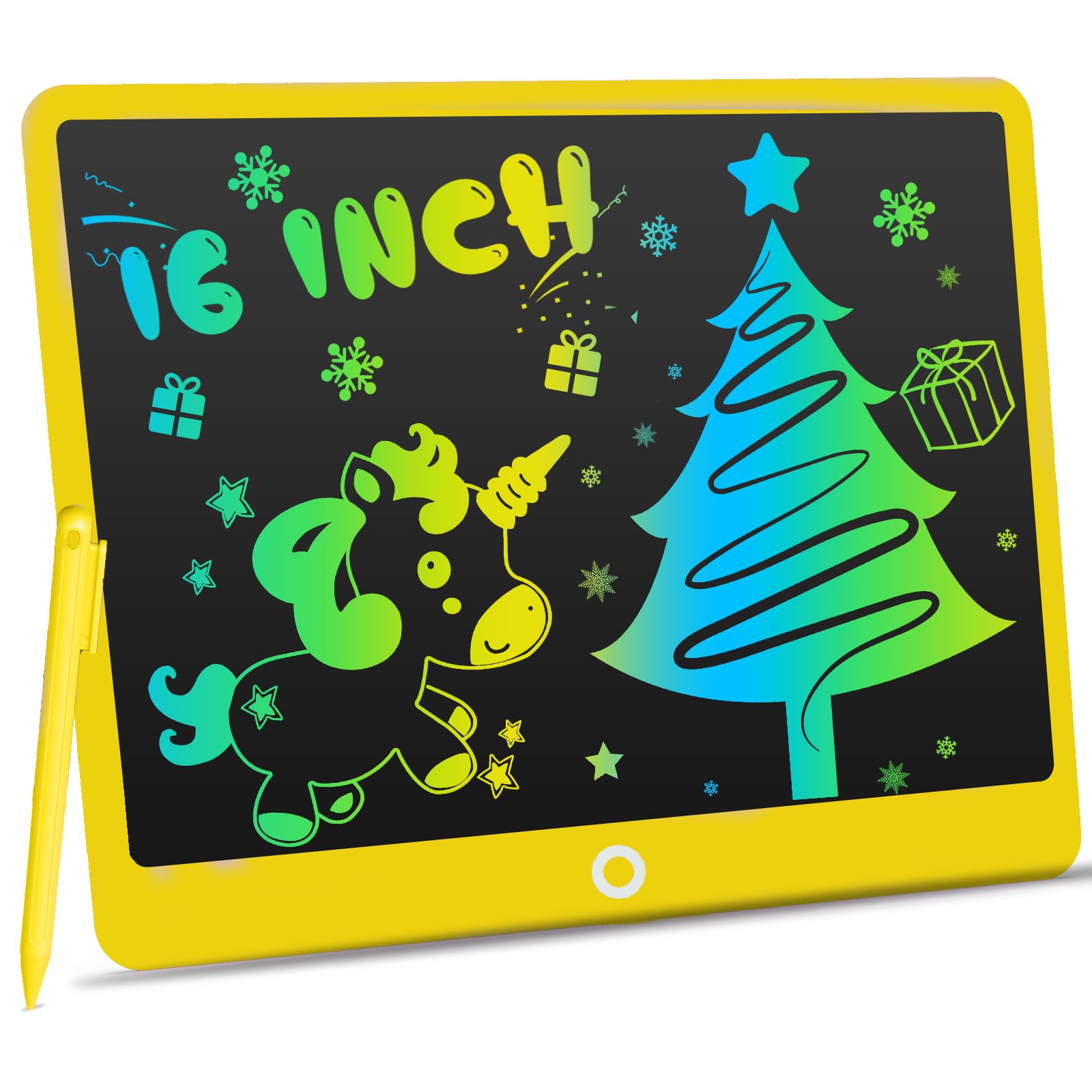 16 Inch LCD Writing Tablet, Children's Drawing Tablet with Locking Function, Portable, Erasable, Educational Learning Toys Gifts for 3-8 Years Old Boys and Girls (One Pen Yellow)