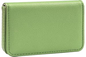 AI-DEE Business Card Holder，PU Leather Business Card Case Color Printing Pattern Card Holder Wallet，Pockets Magnetic Credit Card Holders for Men and Women - Banana Green