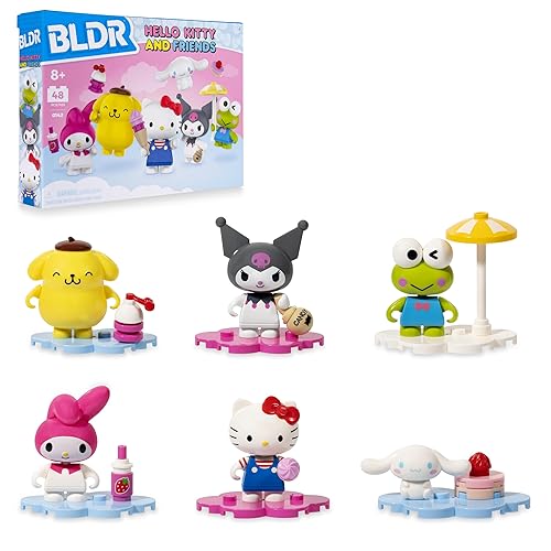 BLDR Hello Kitty and Friends Minifigures 6-Pack - Hello Kitty, Cinnamoroll, Pompompurin, My Melody, Keroppi, & Kuromi - Amazon Exclusive - Ages 8+, 0142