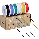 TUOFENG 18 AWG Stranded Wire Spool, Silicone Rubber Insulated Tinned Copper Flexible Wire Kit for Automotive Wiring, 6 Colors, 13.2ft/4m Each