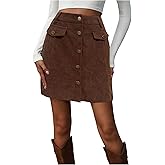 Milumia Women's Vintage Corduroy Skirt High Waist Button Down A Line Fall Short Skirts