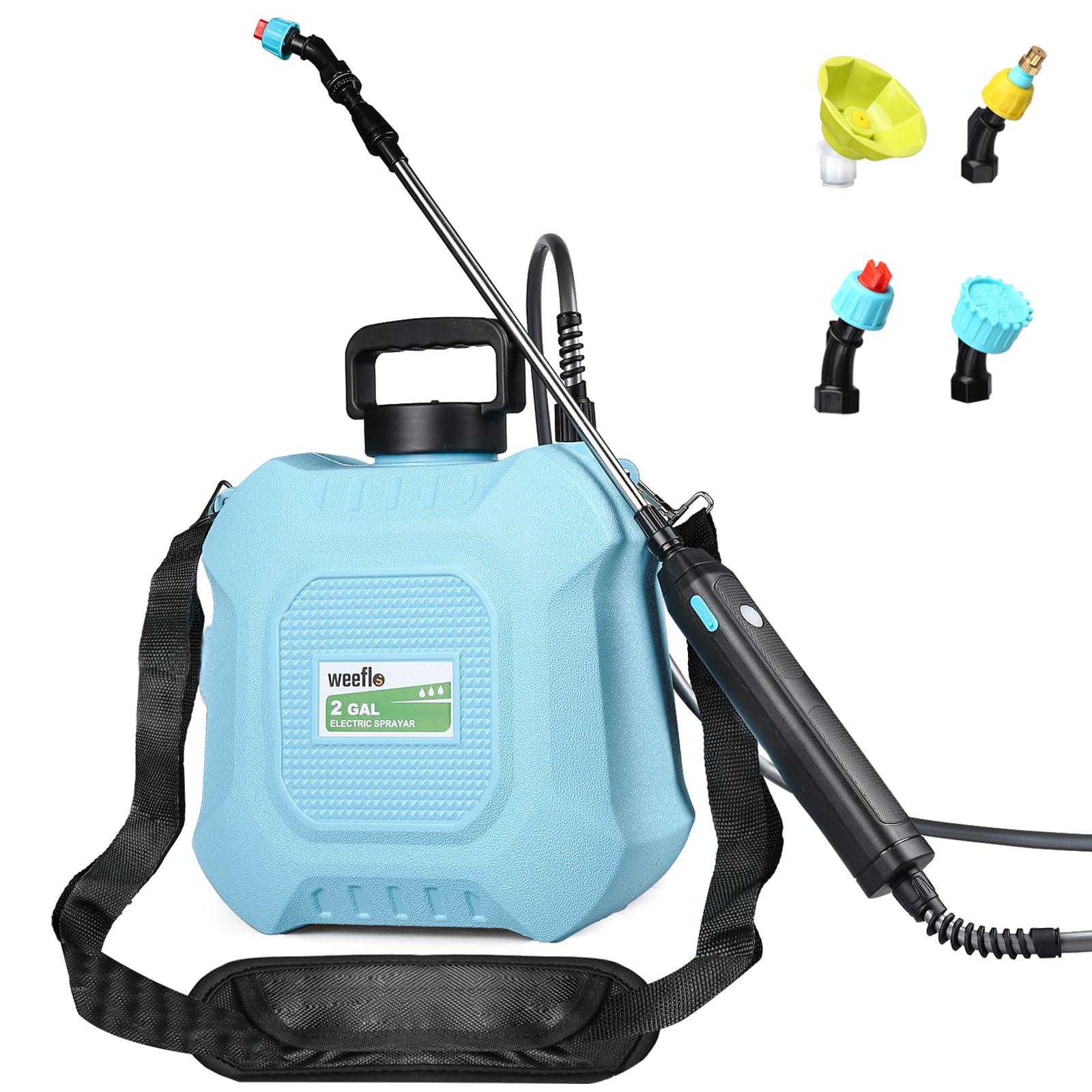 Photo 1 of Battery Powered Sprayer 2 Gallon, Electric Sprayer with Retractable Wand & 4 Mist Nozzles & USB Rechargeable Handle, Water Spray Pump Sprayers for Planting Lawn Yard Garden