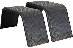 RecPro,14 Gauge Steel Diamond Plate | 32" x 10" x 13" | Axle | trailer fenders (2 Fenders) | Made in USA