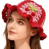 Busnos Crochet Bucket Hats for Women Handmade Hat Cute Foldable Knitted Hats for Women