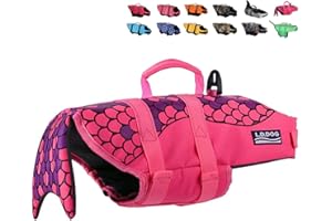 HAOCOO Dog Life Jacket Vest Saver Safety Swimsuit Preserver with Reflective Stripes/Adjustable Belt Dogs (Mermaid, Large)