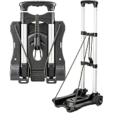 Vsaikeo Small Folding Hand Truck Dolly with 2 Wheels, Foldable Luggage Cart | Lightweight Aluminum Collapsible Cart Portable Dolly for Airport Travel Moving Use