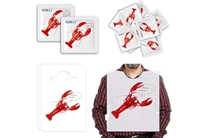 Nonley 100 Pcs Crab Bib Lobster Bib+100 Pcs Wet Wipe, Disposable Adult Lobster Bibs for Adults, Crab Feasts Bibs