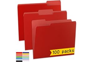 VZCPYTPM 100 Packs Red File Folder,1/3-Cut Tabs,File Folders Letter Size,8.5x11 File Folders for Office,School and Home,Organizer Documents