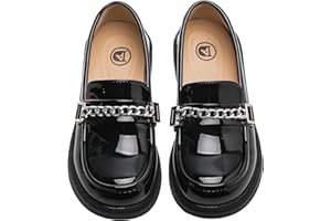 WUIWUIYU Boys Girls Casual Slip-on Loafers Round Toe Church Leather School Uniform Dress Shoes (Toddler/Little Kid/Big Kid)