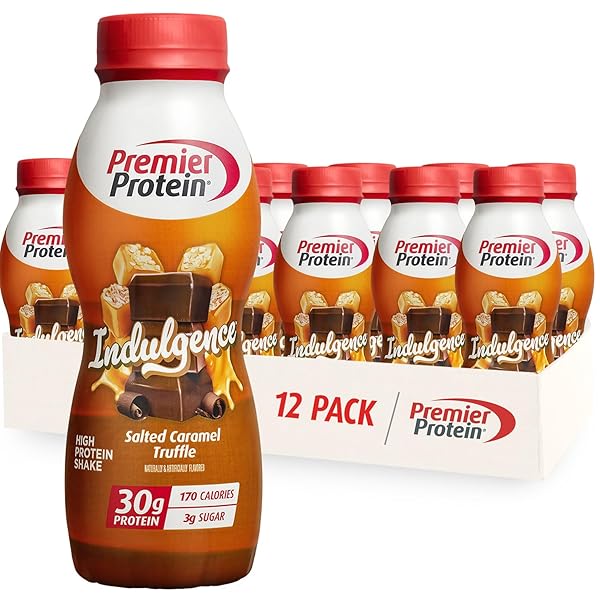 PREMIER PROTEIN SHAKE INDULGENCE, SALTED CARAMEL TRUFFLE, 30G PROTEIN, 170 CALORIES, 3G SUGAR, 11.5 FL OZ, 12 PACK (PACKAGING MAY VARY)