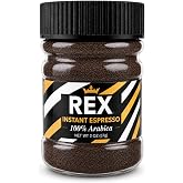 Rex Coffee Premium Instant Espresso, 100% Arabica, Kosher, 2 oz | Premium 100% Arabica instant espresso with rich flavor, smooth body, and up to 28 servings per jar