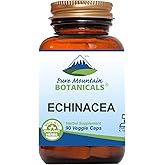Pure Mountain Botanicals Echinacea Capsules Supplement - Kosher Vegan Caps with 420mg Organic Echinacea Root