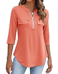 Halife Blouses for Women Dressy Casual 3/4 Sleeve