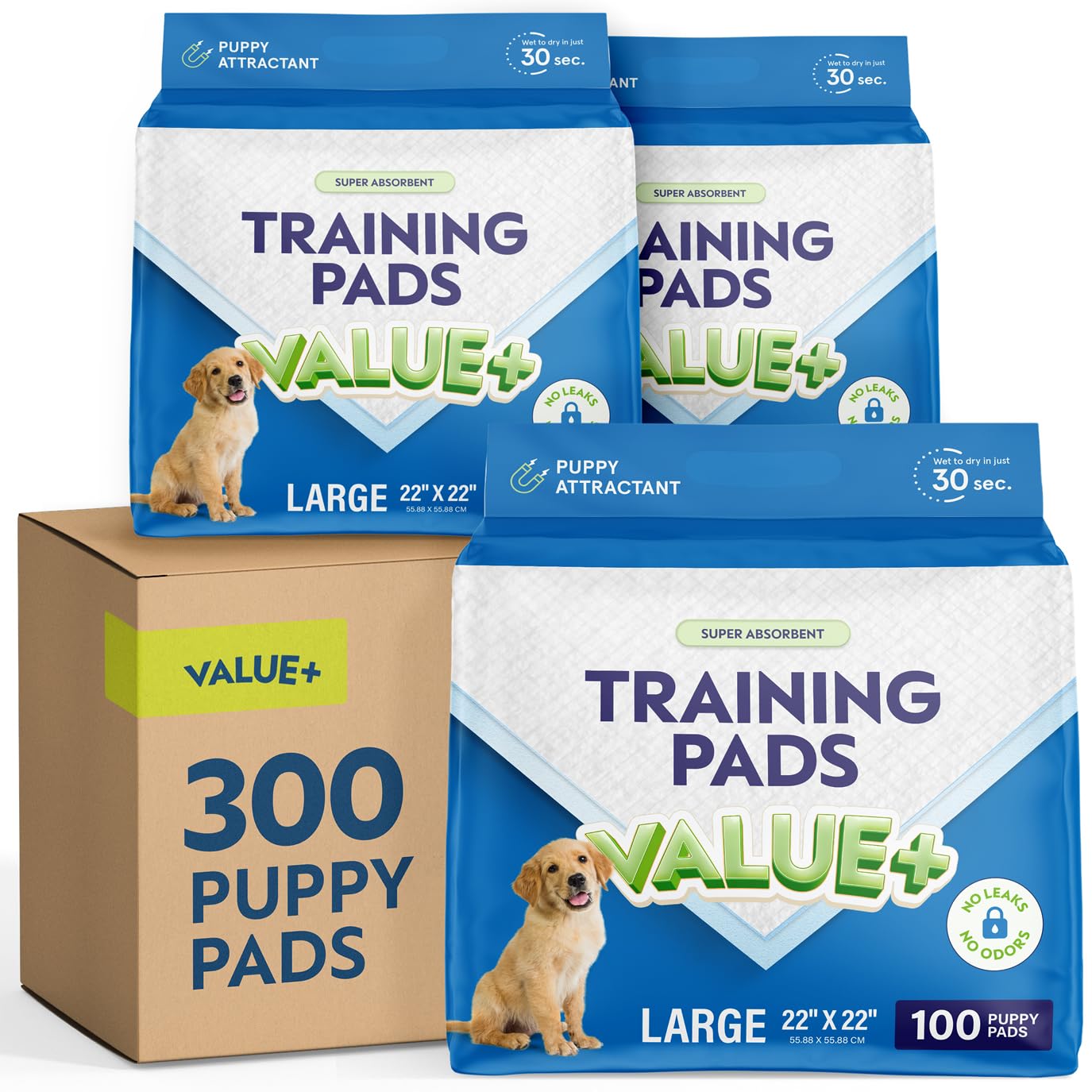 Photo 1 of (ONLY 100) Puppy Pads Pet Pee Pads for Dogs & Puppy Training [300-COUNT] Potty Pads for Dogs 22" x 22" Leak-Proof Dog Pee Pads - Quick-Dry Surface - Heavy Duty Absorbent Disposable Dog Wee Pad Bulk Pack