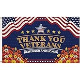 Thank You Veterans Flag Patriotic Banner 3X5 FT Memorial Day, Fourth of July, Veterans Day Patriotic Decorations (V1)