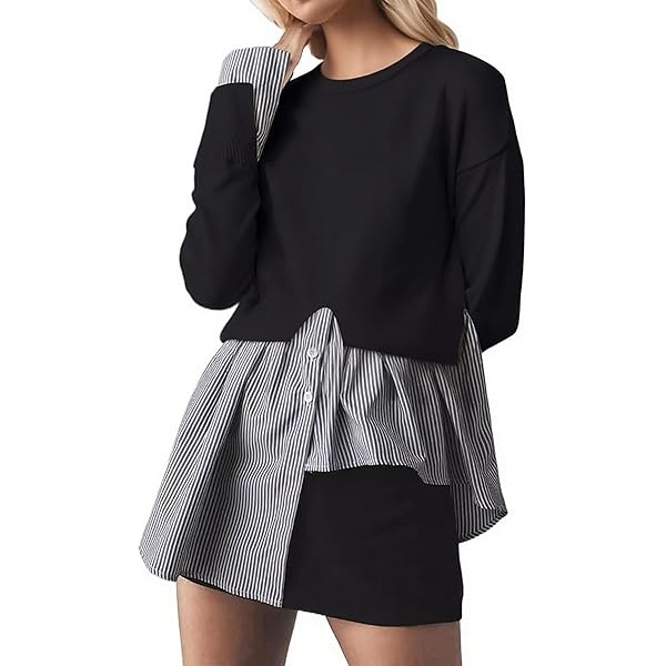 MISSACTIVER Women's Letter Print Pullover Sweatshirt - Long Sleeve Loose Cotton Blend Top - View #9