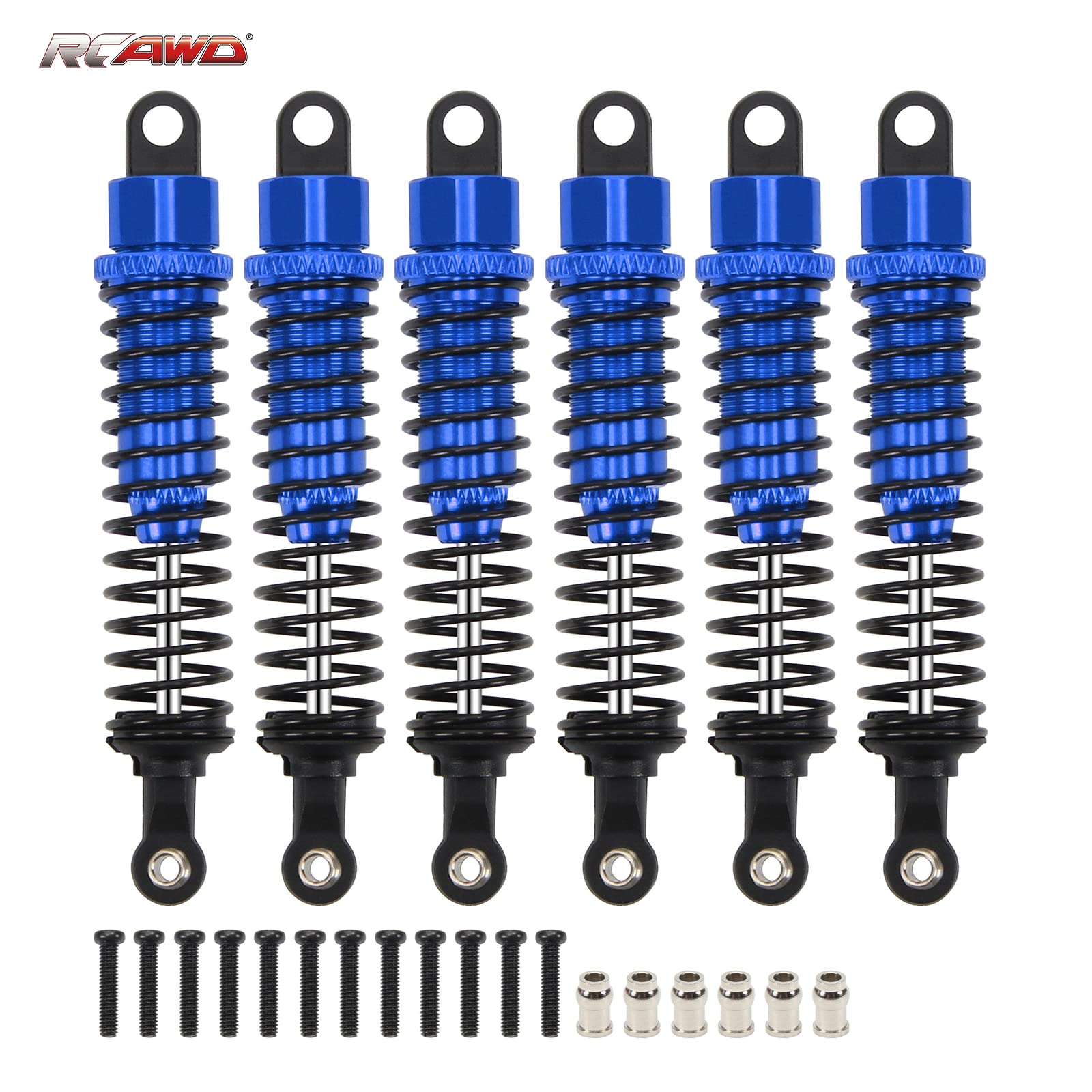 RCAWD Rc Shock Absorber 80mm Upgrades Parts for 1/10 LAEGENDARY, Aluminum Front & Rear RC Shocks Damper Upgrades Parts 6pcs/set (Navy Blue）