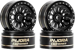 INJORA D19 Ripple 0.7" Black Coating Brass Beadlock Wheels for 1/30 Axial SCX30 (W7005)