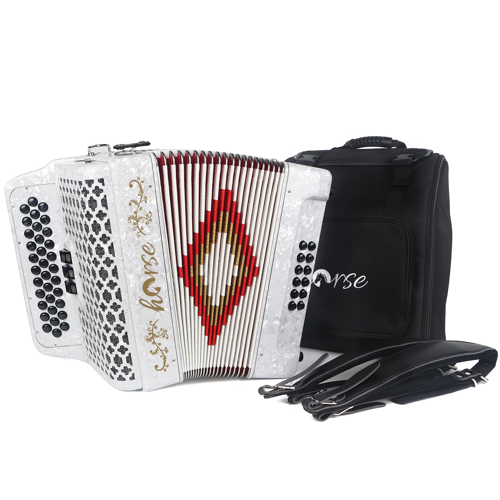 22 Keys 8 Bass Accordion (White 34 key)