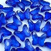 LIMAOLLY 25pcs 23x28mm Acrylic Butterfly Beads Assorted Clear Spacer Beads Loose Butterfly Shaped Beads with Hole for Earring Necklace Bracelet Lanyard Jewelry DIY Craft Making(Sapphire)