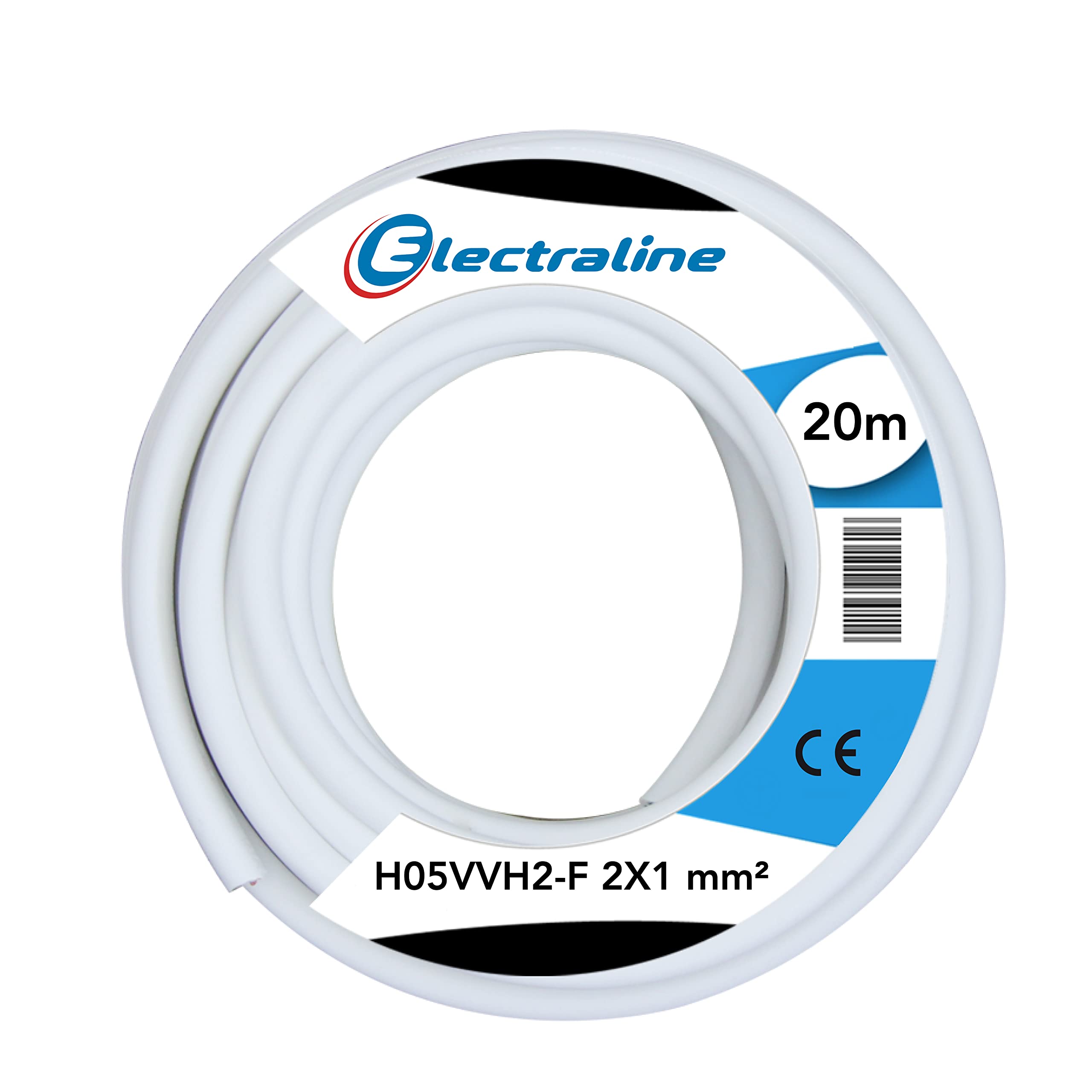 Cable H05VVH2-F - 2 x 1 mm - 20 m - White