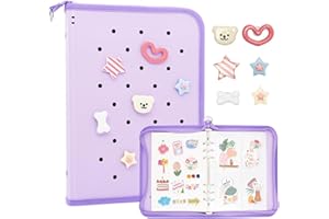 DAJINO Sticker Organizer Binder Reusable Sticker Storage Book Collecting Album with Blank Release Paper and Pocket and DIY Charms, Zipper Design Sticker Binder Album for Collecting Sticker (Purple)