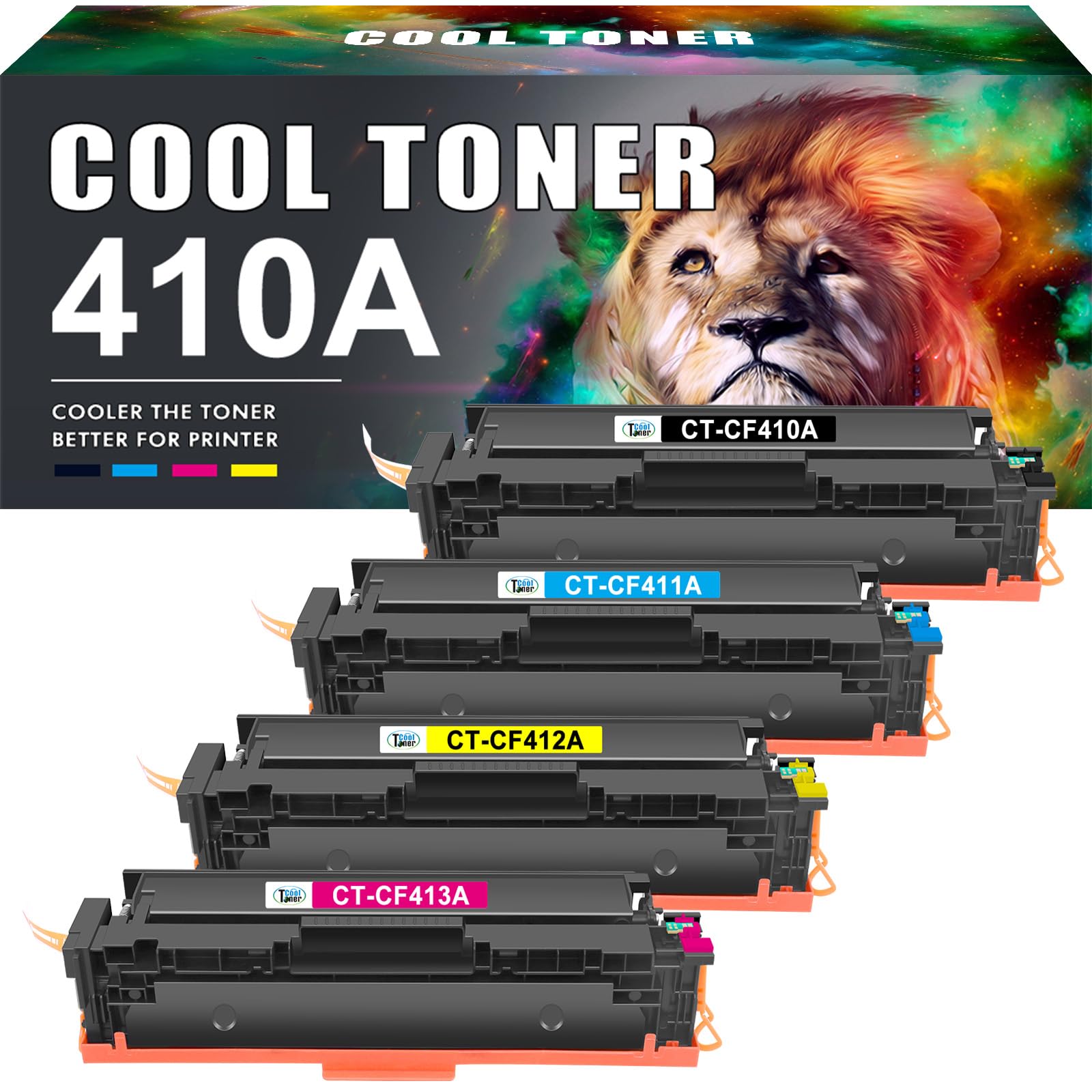 Cool Toner Compatible Toner Cartridge Replacement for HP 410A 410X CF410A Color Laserjet Pro MFP M477fdw M477fdn M377dw M452nw M452dn M477fnw (Black,Cyan,Yellow,Magenta, 4-Pack)
