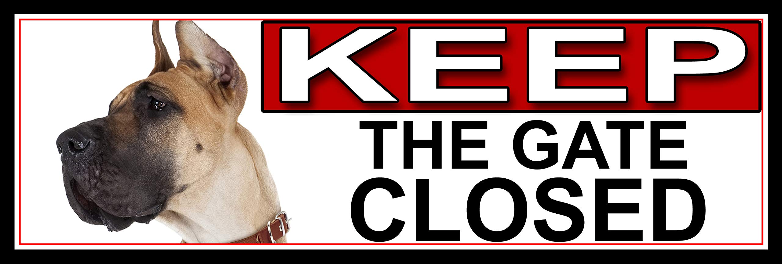 SHAWPRINT Great Dane KEEP THE GATE CLOSED METAL GATE SIGN 266mm x 87m. (762H2)