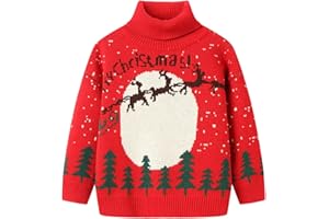 Mud Kingdom Boys Christmas Sweaters Turtleneck Xmas Reindeer Festive Pullover 2T-Size 8