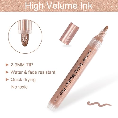 JEFFNIUB Gold Paint Pens with Silver,Rose Gold, Acrylic paint Pens