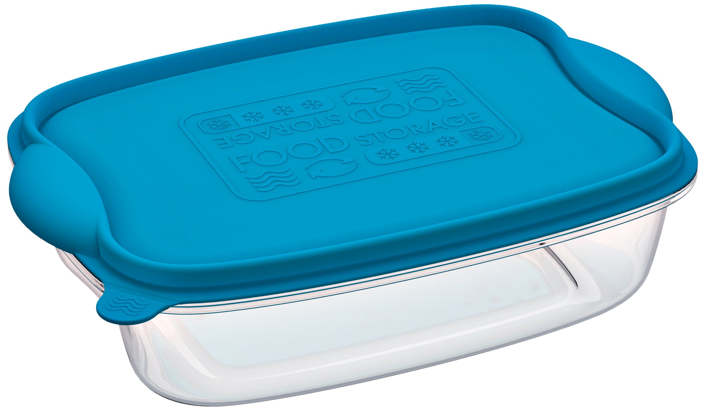 Mongarid Rectangular Shape Food Containers, 1.5 Liters, Transparent/Blue, 1.5 L