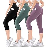 Blisset Women's High Waisted Capri Buttery Soft Tummy Control No See Through Workout Athletic Running Yoga Cycling