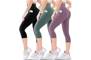 Blisset Women's High Waisted Capri Buttery Soft Tummy Control No See Through Workout Athletic Running Yoga Cycling