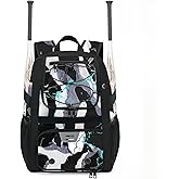 FABUVIEW Youth Baseball Bag - Softball Bag for Girls & Boys with Shoes Compartment, Bat Backpack for Baseball, T-Ball & Softball Equipment