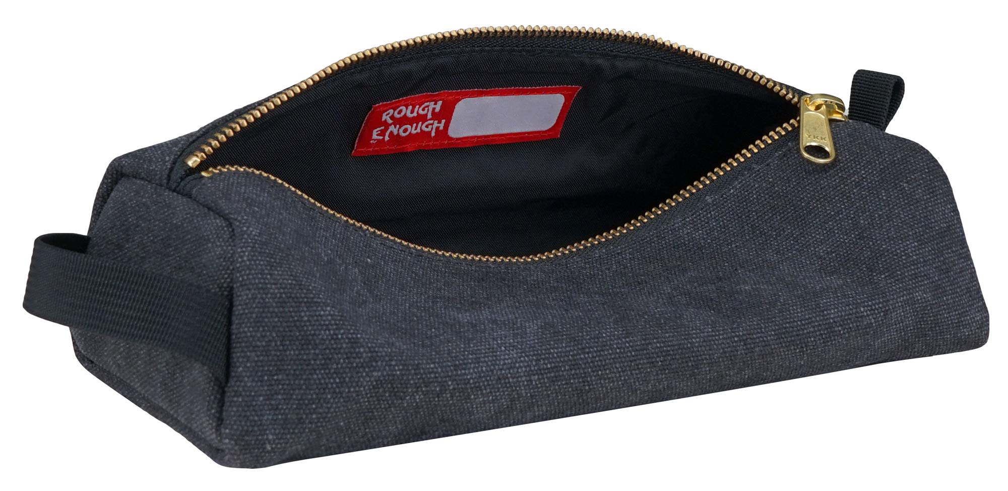 ROUGH ENOUGH Military Highly Heavy Duty Canvas Mufti-Functional Classic Vintage Stationary Small Tool Pouch Pencil Case Durable Pen Bag Zipper Box Holder For Arts Supply Pens Pencils School Supplies