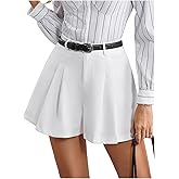 MakeMeChic Women's Dressy Shorts Pleated Work Office Dressy Wide Leg Business Shorts Without Belt