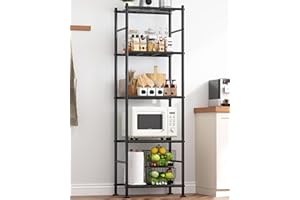 Sakugi Storage Shelves - 5 Tier Shelf Organizer, Heavy Duty Garage Shelving Unit with Leveling Feet, Stable Metal Shelves Organizer for Pantry, Kitchen and Closet, 18.4" W x 12.6" D x 57.4" H, Black