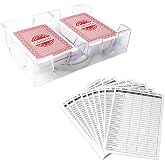 GSE 2-Deck Red Canasta Cards Game Set with Rotating Revolving Card Tray | Canasta Playing Cards with Point Values, Includes a 360&deg; Rotating Card Tray, 50 Score Sheets and Canasta Game Rules