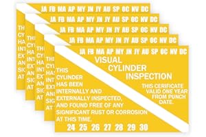 Generic Scuba Tank Visual Inspection Sticker 5×7 Inch Scuba Visual Cylinder Tag Years 2024-2030 (20 Pack) (Yellow)