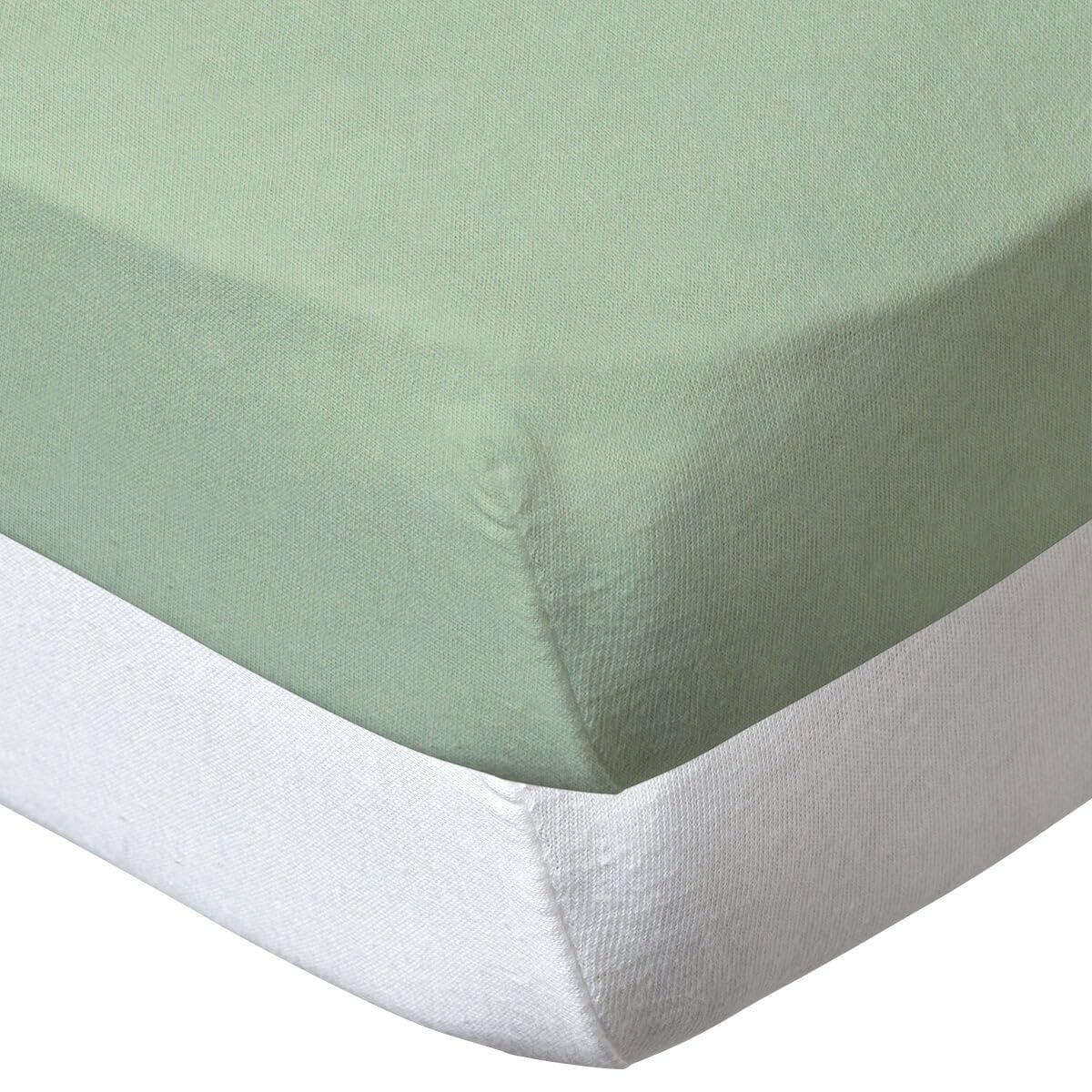 BabyCalin - Set of 2 Fitted Sheets White/Green 60 x 120 cm
