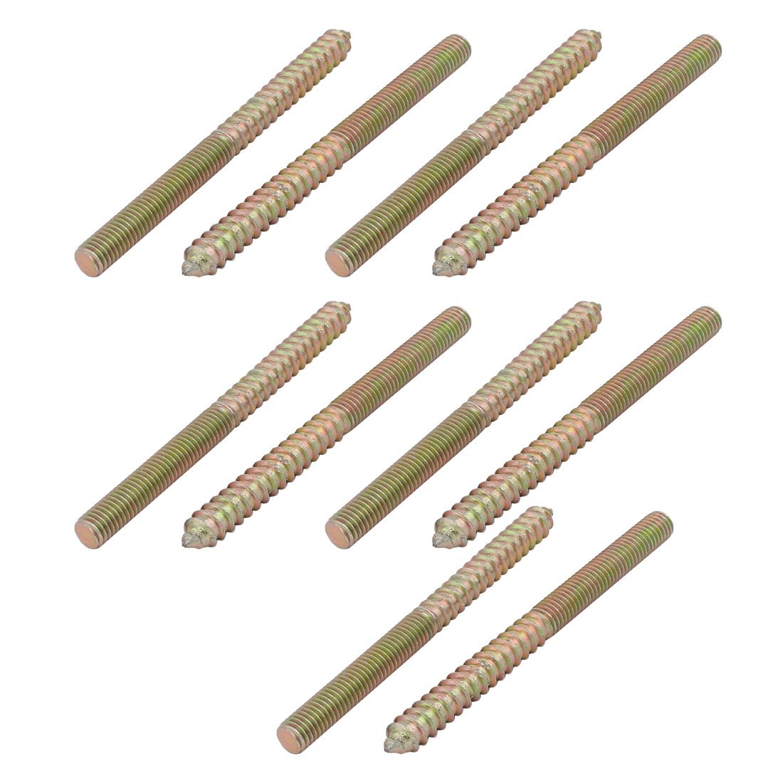 sourcing map M8x100mm Carbon Steel Zinc Plated Hanger Bolt 10pcs