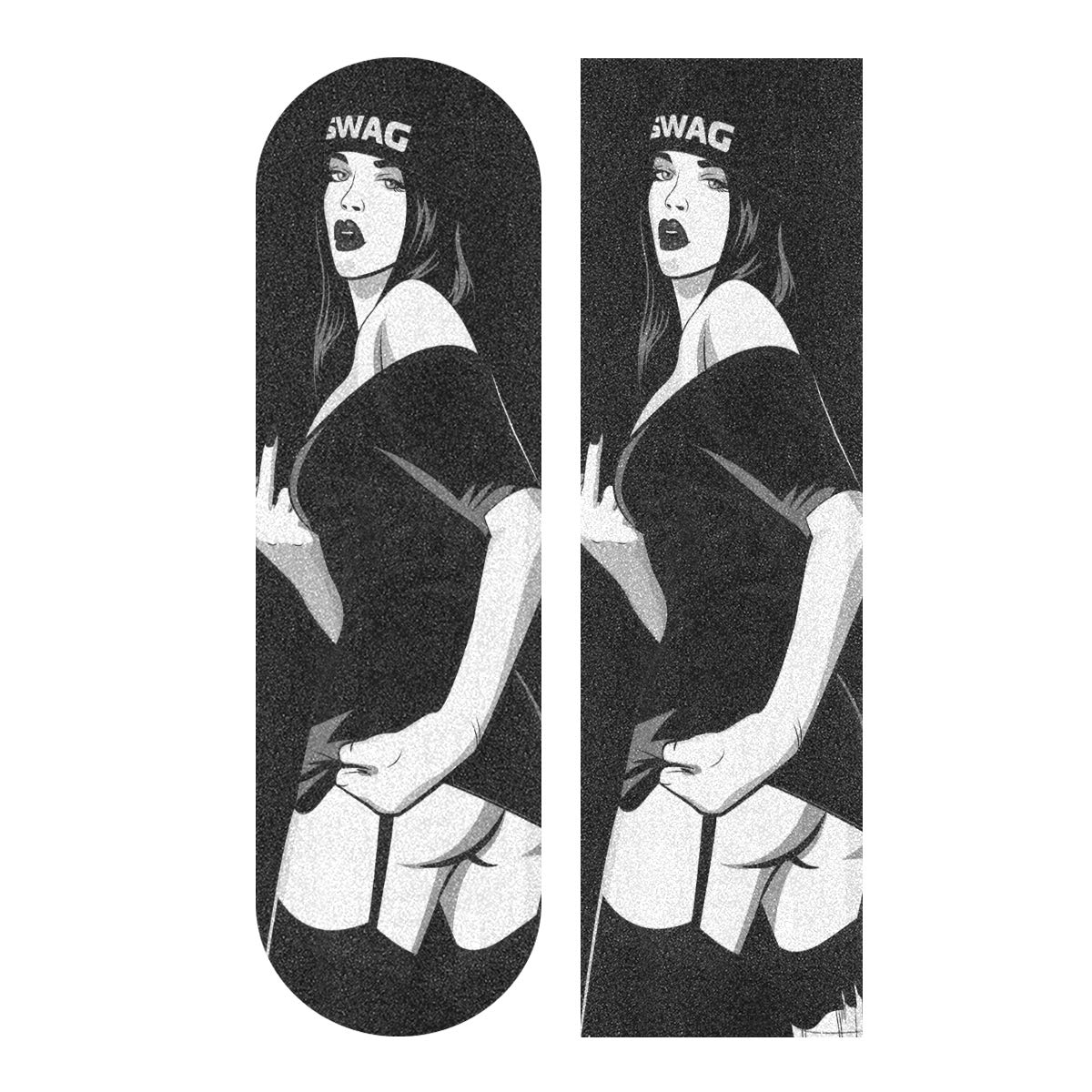 Photo 1 of Hupery Sexy Rap Music Girl Skateboard Grip Tape Longboard Griptape Waterproof Grip Tape Sheet Sticker Deck Sandpaper Griptape 33.1x 9.1 inch