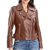 SILVER FASHIONS Lambskin Leather Jacket Women,Motorcycle Jacket,Asymmetrical Zip Style,Buckle Belts,Quilted Details