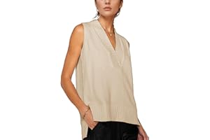 Daacee Women's Sweater Vest Tops Loose Fit V Neck Knit Vest Trendy Ribbed Sleeveless Tank Tops